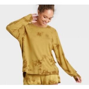 Joy Lab Women's Ultra Soft French Terry Overdye Sweatshirt & Shorts Set, M